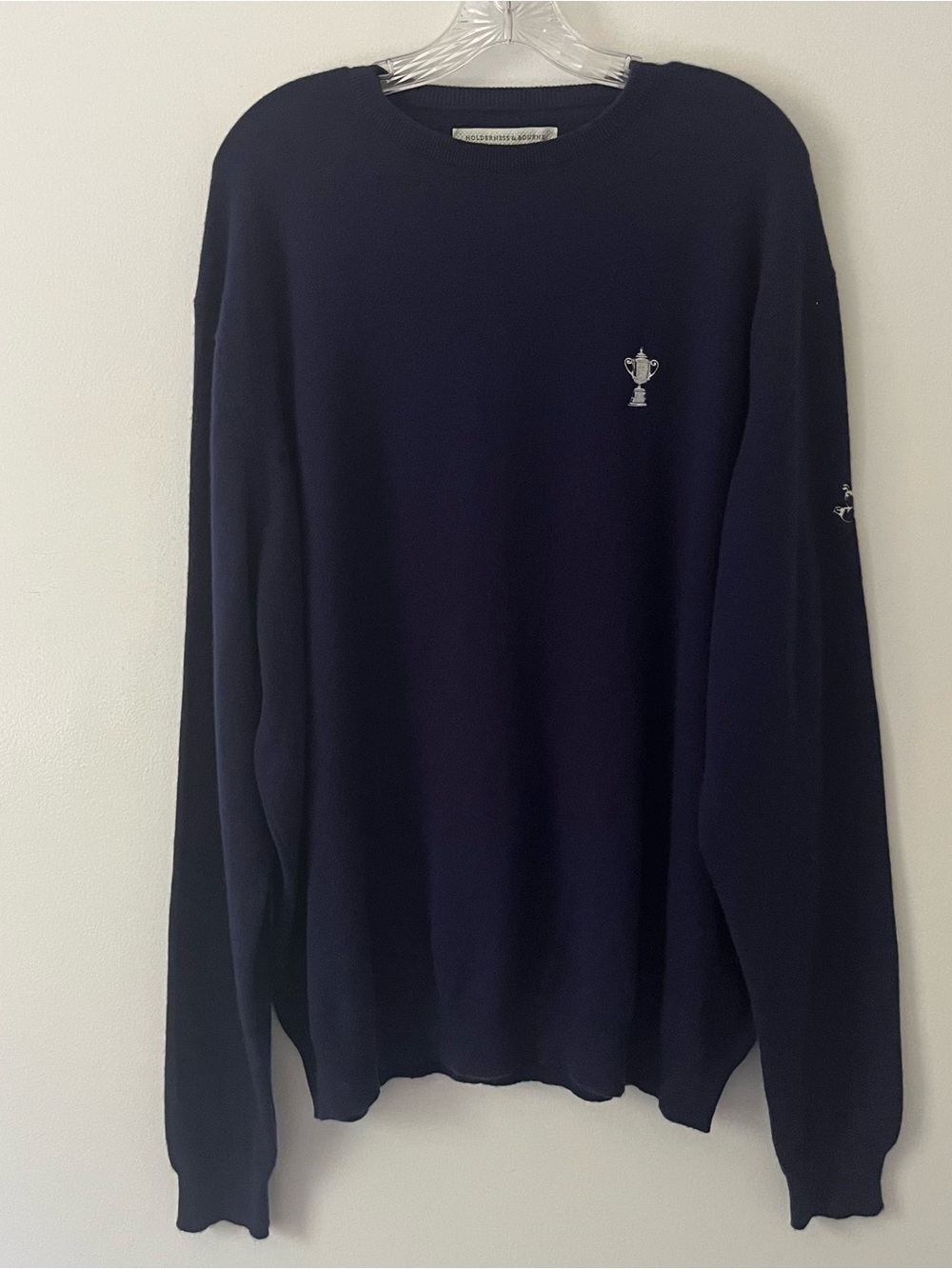Holderness & Bourne 100% Scottish Cashmere Navy Blue Crew Neck Sweater Knit XXL